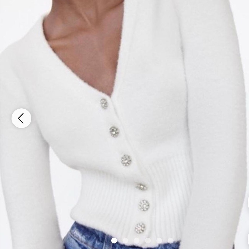 Zara elegant White Button-Up Women's Sweater